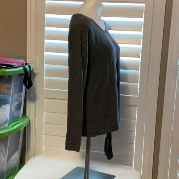 A New Day Gray Long Sleeve Tie Front Blouse - Picture 3 of 7